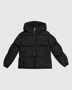 Off-White Детская черная куртка с принтом эмблемы 44BEJ002F26F0011216