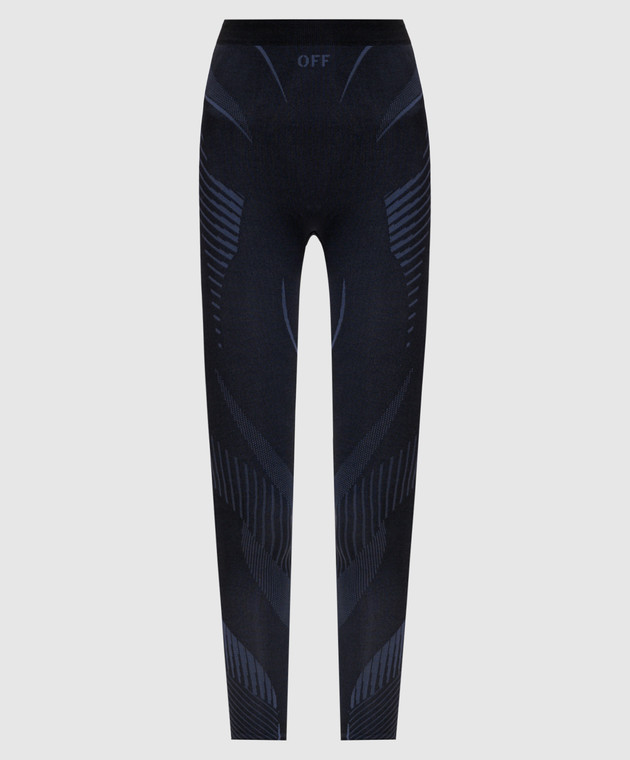 Off-White Голубые леггинсы с узором логотипа 2FH00405B