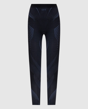 Off-White Голубые леггинсы с узором логотипа 2FH00405B