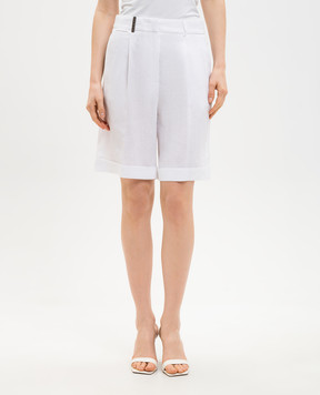 Peserico Білі шорти з льону з відворотами P0432102647