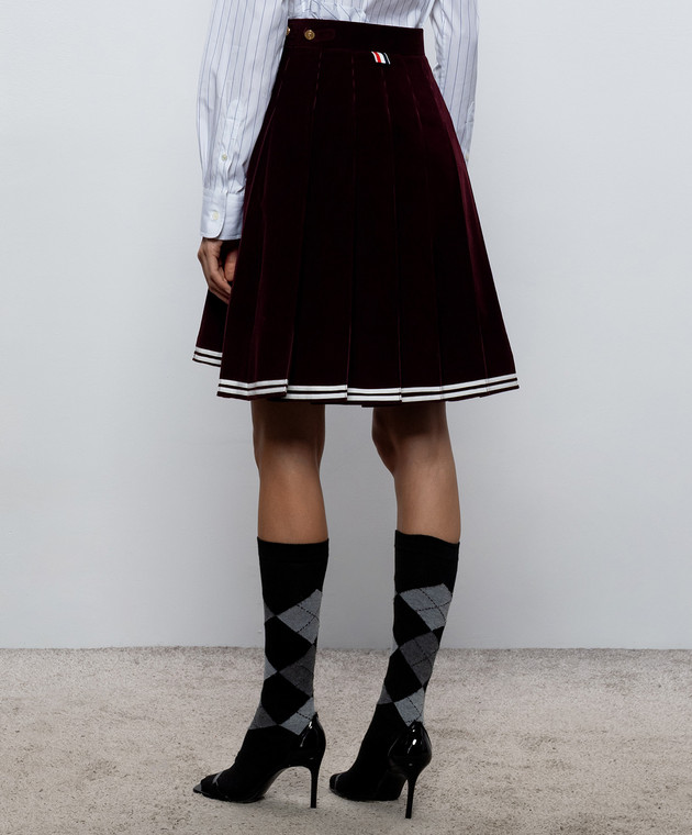 Thom Browne Бордова вельветова спідниця-плісе FGCA37NF0957 зображення 4