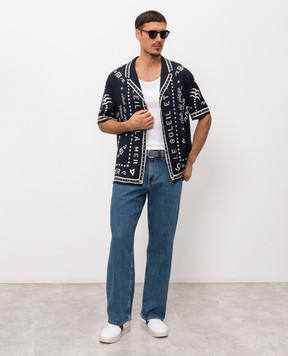 Balmain Синя сорочка з принтом GH0HN130VI80