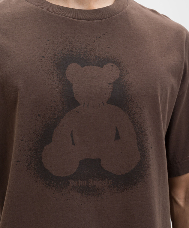 Palm Angels Коричнева футболка Spray Bear PMAA109S26JER001 зображення 5