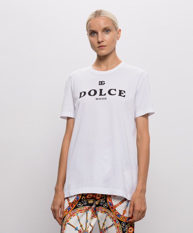 Dolce&Gabbana Белая футболка с принтом логотипа F8W56ZFU7EQ изображение 3
