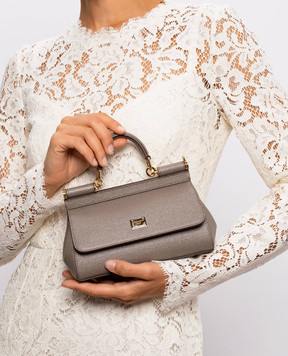 Dolce&Gabbana Коричнева шкіряна сумка-міні Sicily з логотипом BB7116B1001