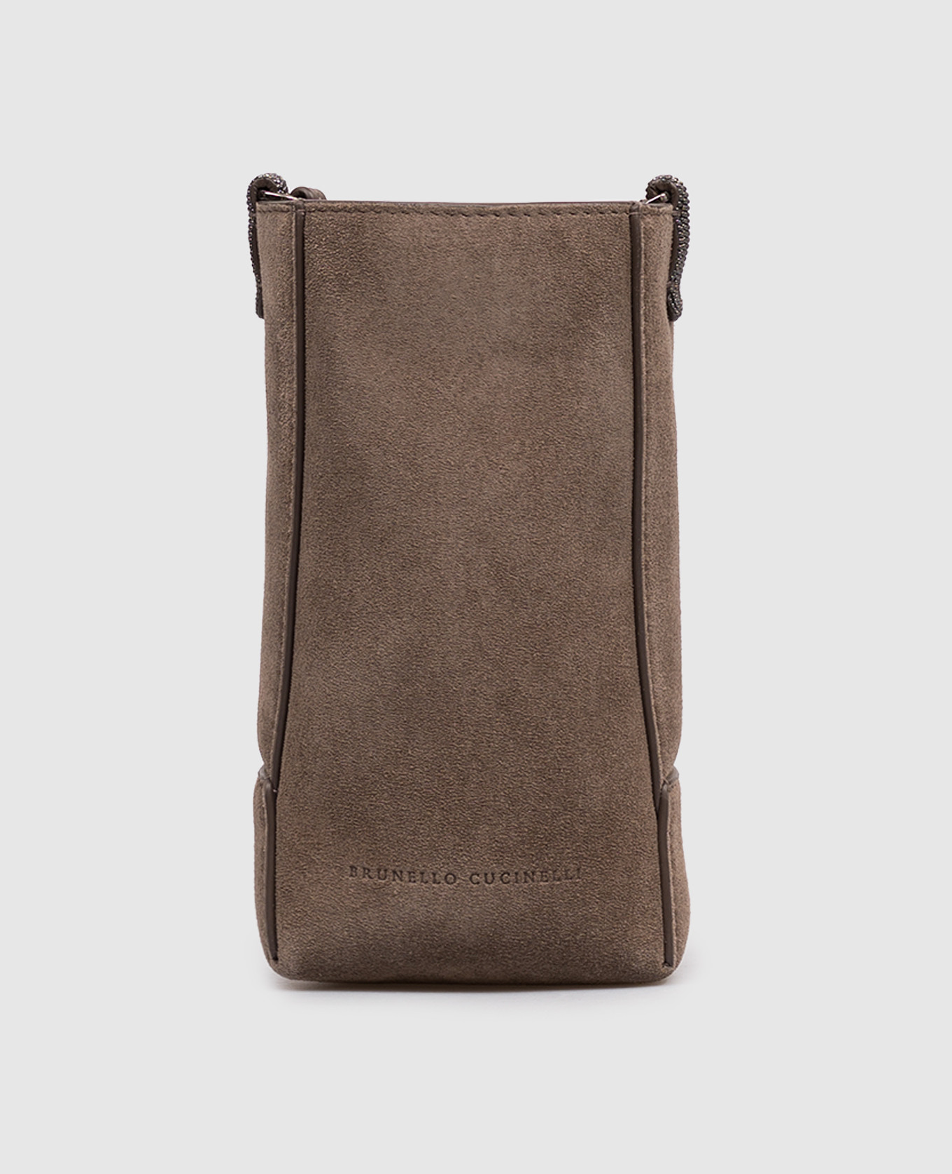 Коричневая замшевая сумка с тиснением логотипа