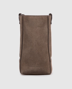Brunello Cucinelli Коричневая замшевая сумка с тиснением логотипа MWDLD2739P