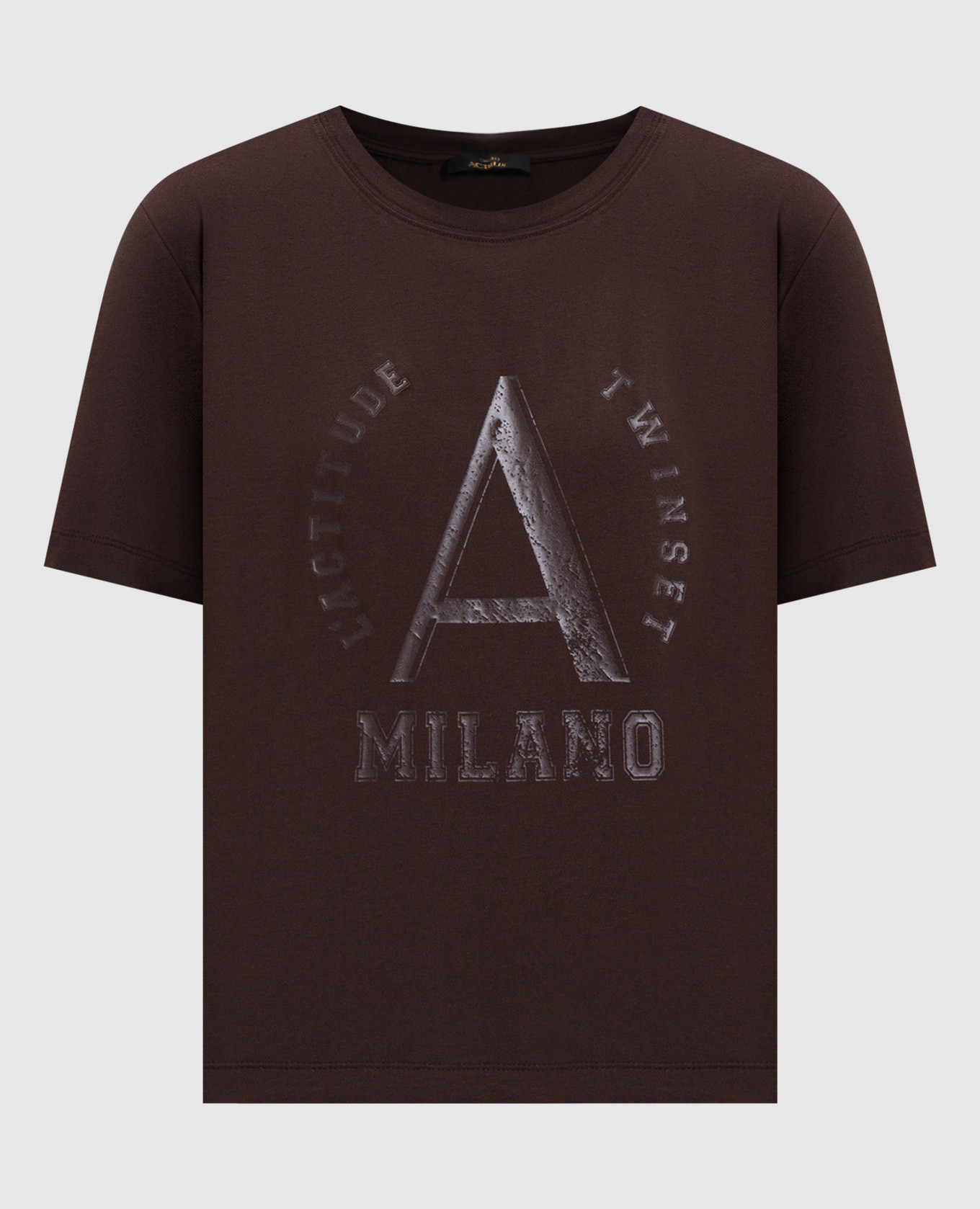 Коричневая футболка с принтом логотипа