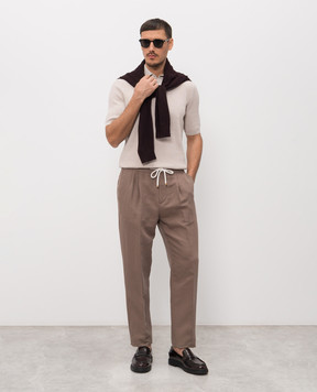 Brunello Cucinelli Коричневі штани з льоном MH255E1710
