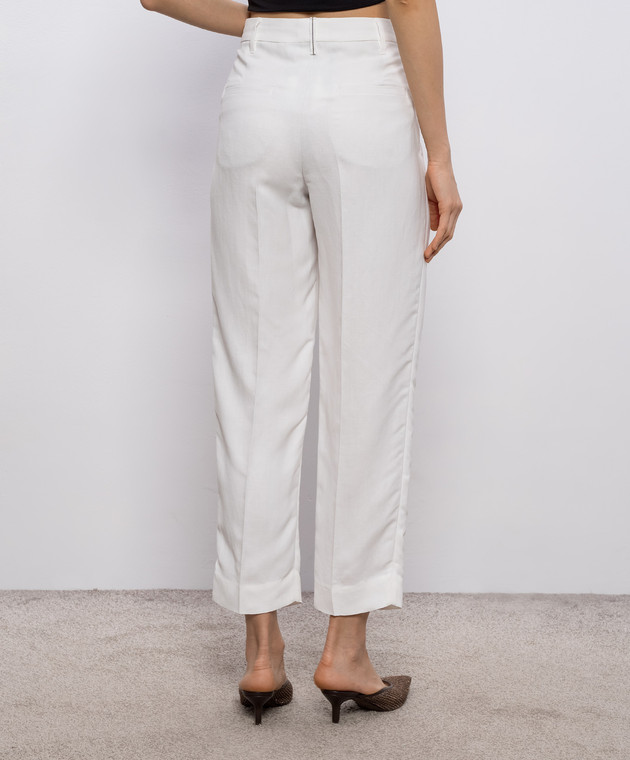 Brunello Cucinelli Белые брюки с леном с цепочкой мониль MH126P8292 изображение 4