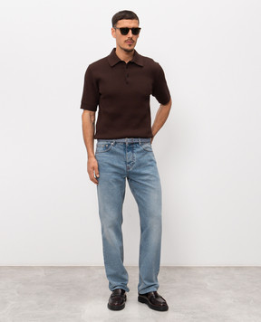 Dolce&Gabbana Коричневе поло в рубчик з нашивкою монограми GXZBJZJBCJC