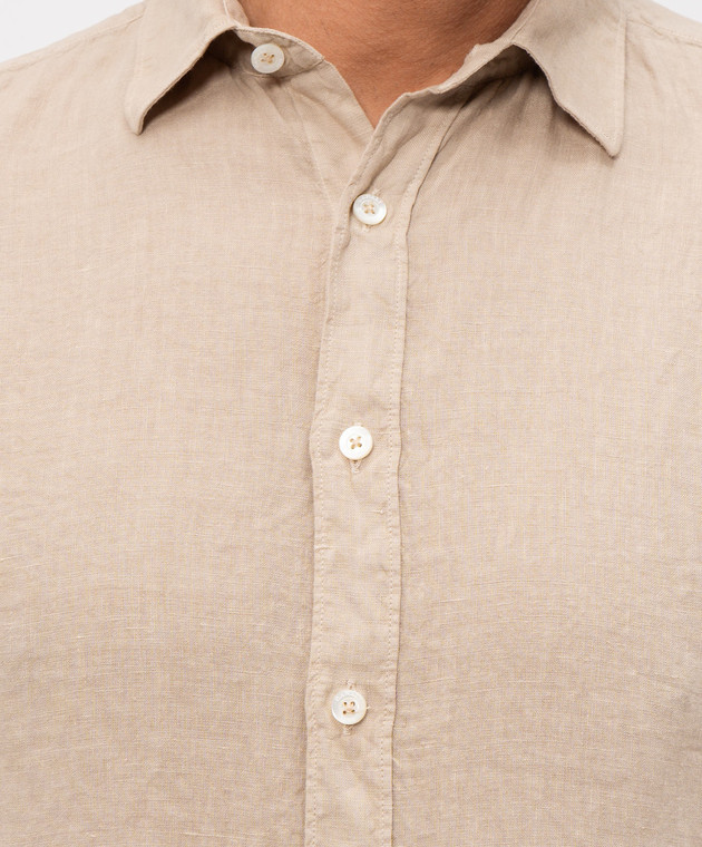 Canali Бежева сорочка з льону GM02128CSL7077 зображення 5
