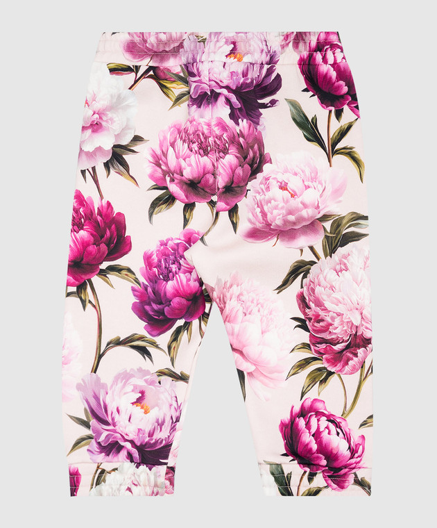 Dolce&Gabbana Детские розовые джоггеры в цветочный принт L2JPIOG7QWQ изображение 2