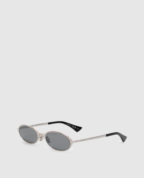 Saint Laurent Серебристые очки с гравировкой логотипа A003DFY9969