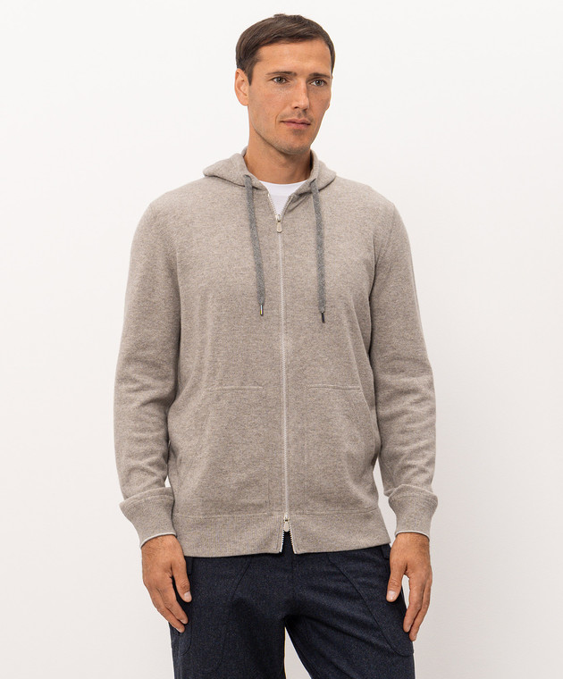 Brunello Cucinelli Бежевая спортивная куртка из кашемира M2223246G изображение 3