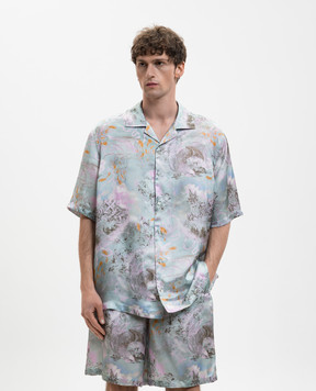 Off-White Блакитна сорочка в принт 44XGG01FS26F00B