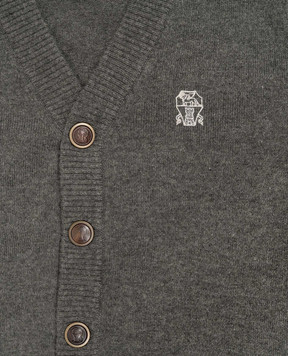 Brunello Cucinelli Дитячий сірий кардиган з кашеміру B22M10016B