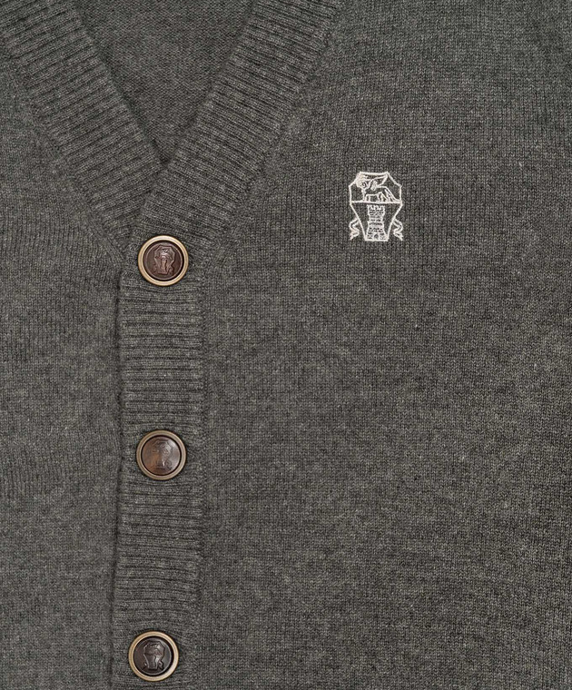 Brunello Cucinelli Дитячий сірий кардиган з кашеміру B22M10016B зображення 3
