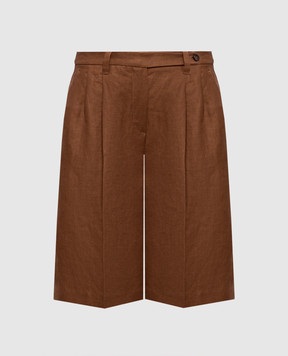 Brunello Cucinelli Коричневые бермуды из льна MH527P9183