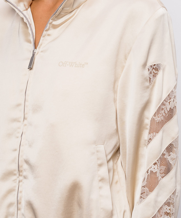 Off-White Бежевая спортивная куртка с кружевом 2FB00651T изображение 5