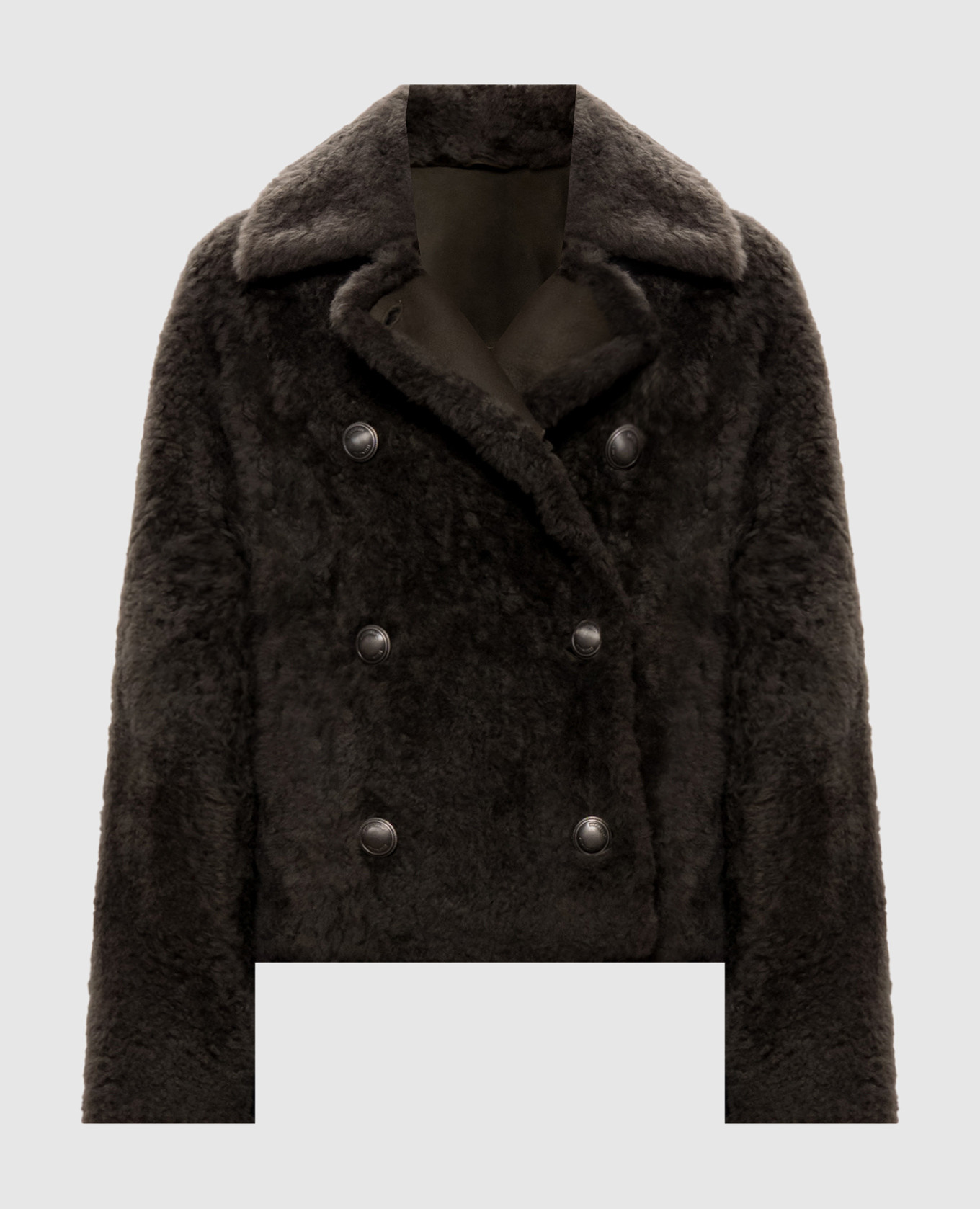 Зеленая двубортная дубленка Fuzzy