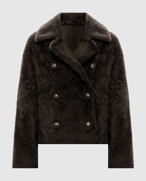 Brunello Cucinelli Зелена двобортна дублянка Fuzzy MPMBP3126