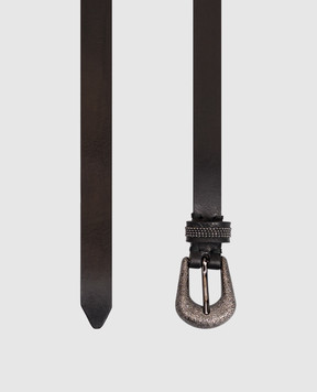 Brunello Cucinelli Черный кожаный пояс с цепочкой мониль M0DAYC150