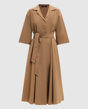 Max Mara Weekend Коричневое платье-рубашка PADANA с поясом WKDPADANA