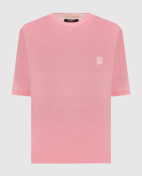 Balmain Розовая футболка с шелком GF0ALB30KJ53