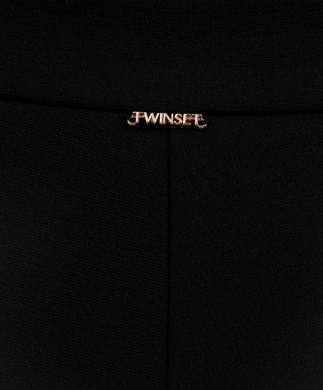 Twinset Чорні штани-кльош з фактурним логотипом 262TP2373 зображення 5
