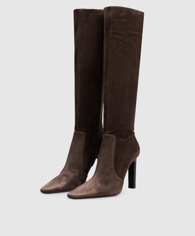 Saint Laurent Коричневые замшевые сапоги FRANCOISE 84157427D00 изображение 2