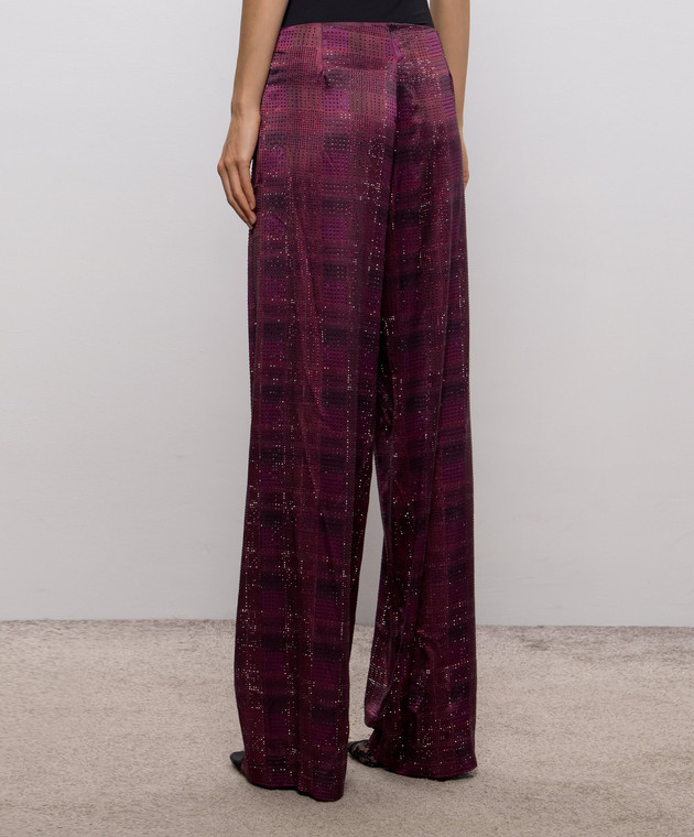 Ermanno Scervino Розовые брюки из шелка с кристаллами D492P353CTWWK изображение 4