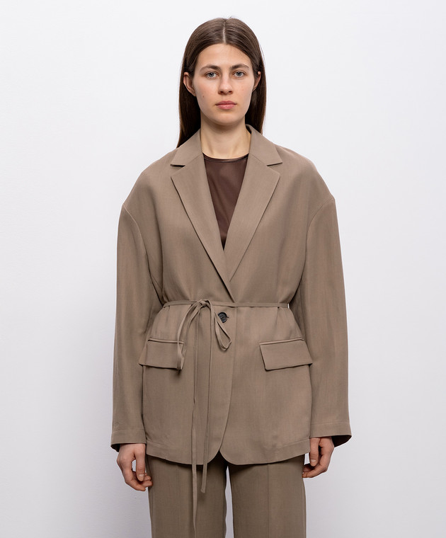 Brunello Cucinelli Коричневий жакет з льоном MH1267591 зображення 3