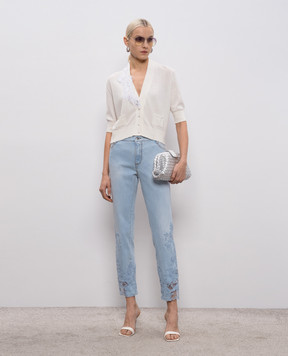 Ermanno Scervino Білий кардиган з аплікацією D485N310APCTYOJ