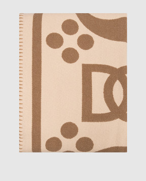 Dolce&Gabbana Бежевий плед з вовни з монограмою логотипа DG TCE012TCAN2