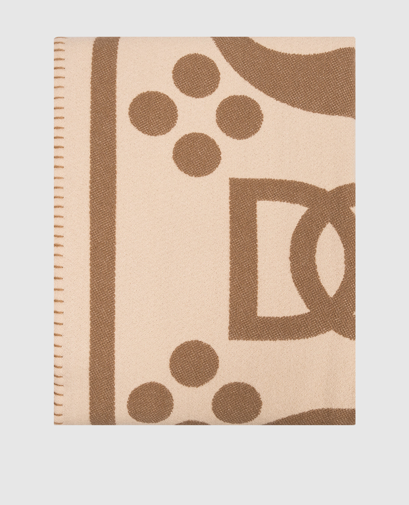 Бежевый плед из шерсти с монограммой логотипа DG