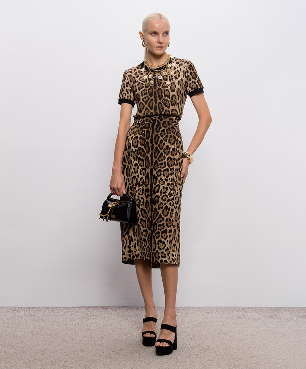 Dolce&Gabbana Футболка в принт леопардовый с нашивкой логотипа F8N08TFS78S изображение 2