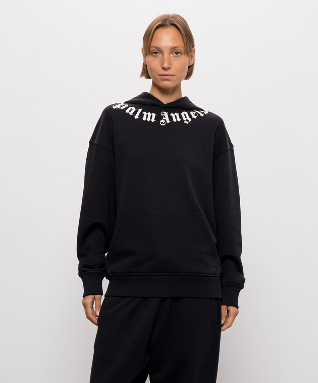 Palm Angels Чорне худі з принтом логотипа PAMBB003FL001w зображення 3