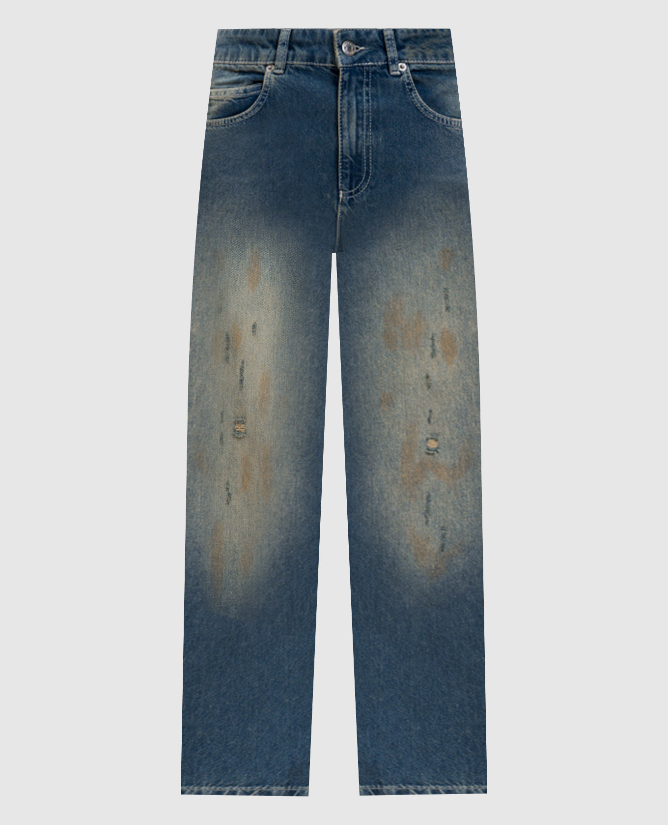 

Синие джинсы с винтажным эффектом, Синий, Укороченные джинсы