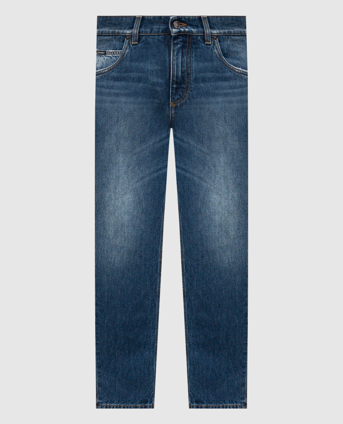 

Синие джинсы с гравировкой логотипа, Синий, Зауженные брюки