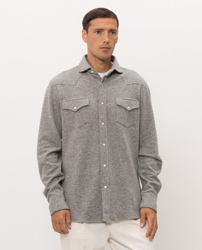 Brunello Cucinelli Серая рубашка с кашемиром MM840KC01
