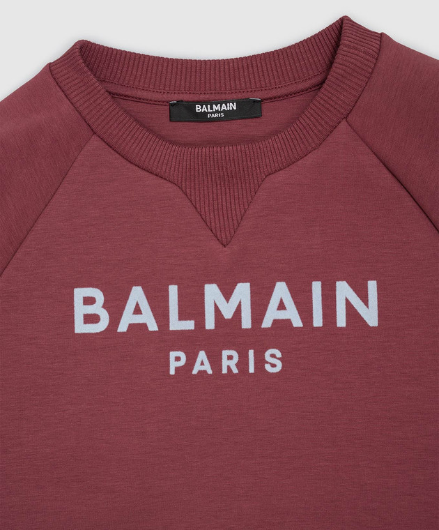 Balmain Детский бордовый свитшот BZ4I50Z37281214 изображение 3