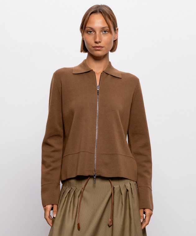 Max Mara Коричневый кардиган из шерсти MMLSNACK изображение 2