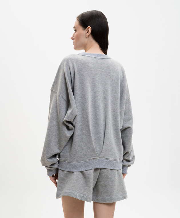 Solotre Серый меланжевый свитшот с вышивкой логотипа M1AB0151 изображение 4