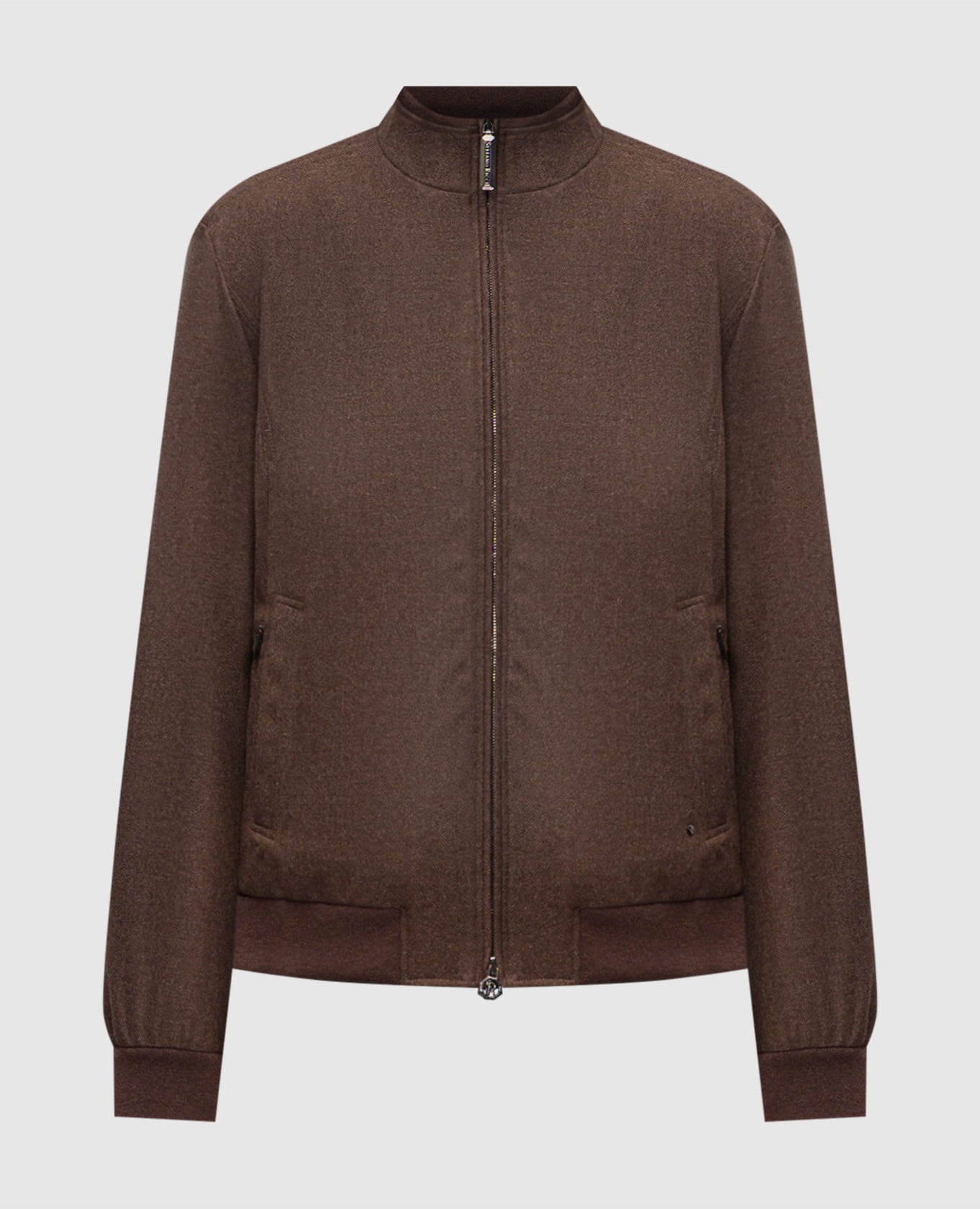 Коричневая куртка из шерсти и кашемира с эмблемой