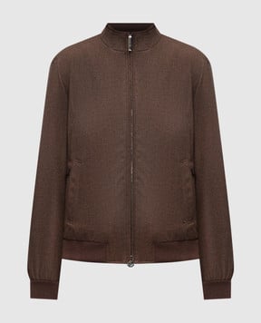 Stefano Ricci Коричнева куртка з вовни та кашеміру з емблемою M7J5400460MA0020