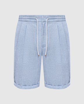 Brunello Cucinelli Блакитні бермуди з вовни та льону MZ408U0020