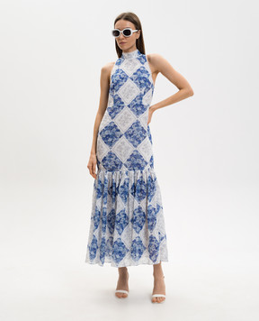 Twinset Біла сукня міді з рамі в принт 261TP213B