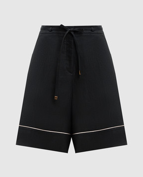 Agnona Чорні бермуди з льону T81102YU3034
