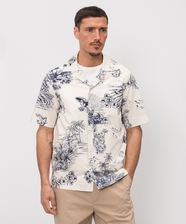 Moncler Рубашка цвета айвори в принт L10912F00047599GH изображение 3